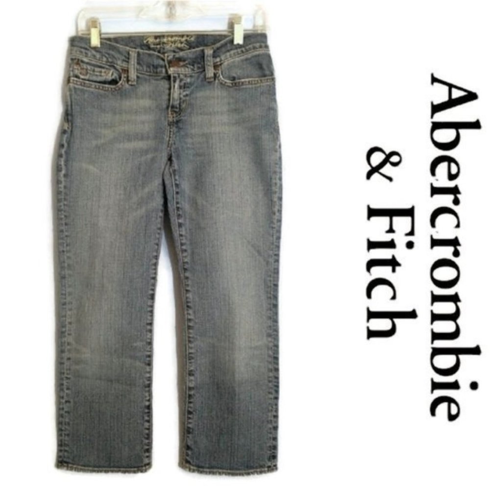 Abercrombie & Fitch Womens Stretch Crop Medium Wash Blue Jeans Size 2